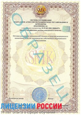 Образец сертификата соответствия (приложение) Вилючинск Сертификат ISO 13485